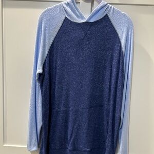 Girl’s Blue Hooded Raglan Hoodie Sweater XL 16-18